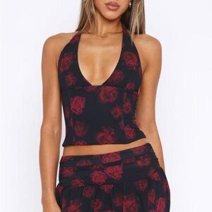 White Fox Twice Shy Top Scarlet Roses - XS